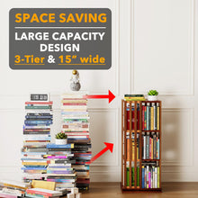 Load image into Gallery viewer, SpaceAid 6 Tier Rotating Bookshelf Tower, Bamboo Spinning Book Shelf, Revolving 360 Bookcase Storage Swivel Round Carousel, Vertical Rotate Turning Spiral Corner Organizer (6-Tier Walnut)