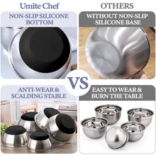 Load image into Gallery viewer, Umite Chef Mixing Bowls with Airtight Lids Set, 8PCS Stainless Steel Khaki Nesting Bowls with Grater Attachments, Kitchen Bowls with Non-Slip Bottoms, Size 5, 4, 3.5, 2, 1.5QT for Mixing &amp; Serving