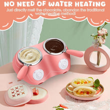 Load image into Gallery viewer, Chocolate Melting Pot, Electric Chocolate Fondue, Mini Fondue Candy Maker with Double Melting Pot for Milk Chocolate, Cheese, Butter, Candy