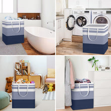 Load image into Gallery viewer, HomeHacks 2 Pack Large Laundry Baskets, Waterproof, Freestanding Laundry Hampers, Collapsible Clothes Hamper with Reinforced Handles in Laundry Room, College Dorm, Bathroom, Bedroom (Grey, 75Lx2)
