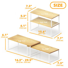 Load image into Gallery viewer, SpaceAid Cabinet Shelf Organizers 2 Pack, Kitchen Counter Rack Shelves Riser, Stackable Expandable Spice Rack, Pantry Cupboard Storage Organization (Black and Natural, Short)