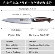 Load image into Gallery viewer, 6 Inch Kitchen Knife, Ultra Sharp Japanese High Carbon Stainless Steel Chef Knife, Multipurpose Kitchen Utility Knife with Ergonomic Pakkawood Handle