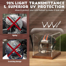 Load image into Gallery viewer, JupDec Basketball Helmet &amp; Mini Helmet Display Case, Large Clear Acrylic Shadow Box with UV Protection Wooden Showcase,Idea Gift for Sports Fans