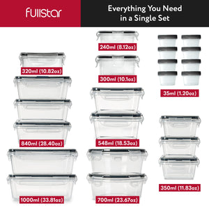 50-Piece Plastic Food Storage Containers with Lids (24 Containers & 24 Lids) - Leakproof, BPA-Free, Meal Prep Containers, Reusable Lunch Storage Set for Kitchen Organization (Pack of 50)
