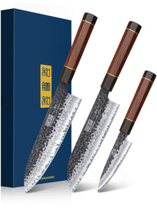 9 Inch Kiritsuke Chef Knife, Japanese Hand Forged 9 Layers 10Cr15CoMoV High Carbon Steel Kitchen Knife, Professional Chef's Knife with Ergonomic Rosewood Handle