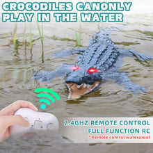 Load image into Gallery viewer, Outamateur RC Crocodile Boat,2.4GHz Alligator with Glowing Eyes,RC High Simulation Crocodile RC Boat Lake &amp; Pool Toy,USB Rechargeable Waterproof Floating Alligator Toy for Kids Aged 6+
