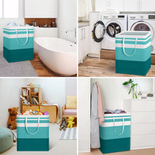 Load image into Gallery viewer, HomeHacks 2 Pack Large Laundry Baskets, Waterproof, Freestanding Laundry Hampers, Collapsible Clothes Hamper with Reinforced Handles in Laundry Room, College Dorm, Bathroom, Bedroom (Grey, 75Lx2)