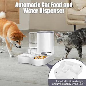2 in 1 Pet Feeder and Water Dispenser, Automatic Cat Food and Water Dispenser, Gravity Pet Feeder for Small Medium Dog Puppy Cat Kitten