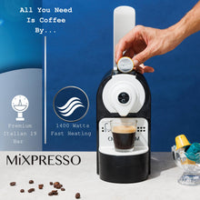 Load image into Gallery viewer, Mixpresso Black Espresso Coffee Machine – Compact 1400W Single Serve Coffee Maker Compatible with Nespresso OriginalLine Capsules, One-Touch Operation, 19-Bar Italian Pump, 27oz Water Tank