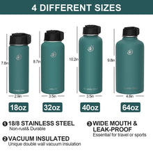 Load image into Gallery viewer, Umite Chef Water Bottle, Vacuum Insulated Wide Mouth Stainless-Steel Sports Water Bottle with New Wide Handle Straw Lid,Hot Cold, 18 oz Double Walled Thermos Mug(Mint Green)