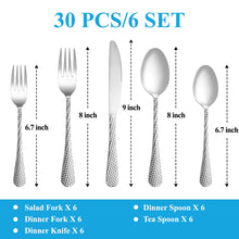 Load image into Gallery viewer, MUTNITT 30 Pcs Silverware Set Service for 6,Premium Stainless Steel Flatware Set,Mirror Polished Cutlery Utensil Sets,Durable Kitchen Eating Tableware Sets,Include Fork Knife Spoon,Dishwasher Safe