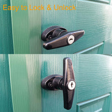Load image into Gallery viewer, HauSun Shed Door Handle Lock Kit 4-1/2&quot; L Handle with 2 Keys and 2 Screws, 4-1/2&quot; Stem for Shed, Gate, Barn, Garage, Playhouse, Chicken Coop Door Lock and More, Black (L Handle)