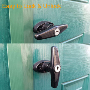 HauSun Shed Door Handle Lock Kit 4-1/2" L Handle with 2 Keys and 2 Screws, 4-1/2" Stem for Shed, Gate, Barn, Garage, Playhouse, Chicken Coop Door Lock and More, Black (L Handle)