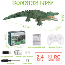 Load image into Gallery viewer, Outamateur RC Crocodile Boat,2.4GHz Alligator with Glowing Eyes,RC High Simulation Crocodile RC Boat Lake &amp; Pool Toy,USB Rechargeable Waterproof Floating Alligator Toy for Kids Aged 6+