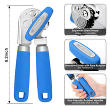Load image into Gallery viewer, Beneno Can Opener Manual with Magnet, Hand Held Heavy Duty Can Opener with Durable Sharp Blade Smooth Edge, Big Effort-Saving Knob, Soft Grip Rubber Handle, Multifunctional Bottle Opener, Green