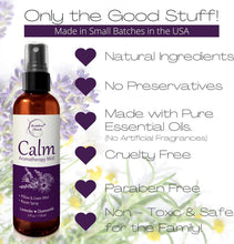 Load image into Gallery viewer, Calm Aromatherapy Mist with Lavender &amp; Chamomile Essential Oil. Natural Sleep &amp; Pillow Spray, Room &amp; Linen Mist. Lavender Spray Air Freshener for Relaxation &amp; Sleep - Brookethorne Naturals