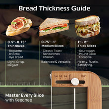 Load image into Gallery viewer, Adjustable Bread Slicer for Homemade Bread – Sourdough Bread Knife with Thickness Guide &amp; Serrated Stainless Blade, Manual Bow Cutter for Bagels and Baguettes, Gift for Baker, Ambidextrous Use