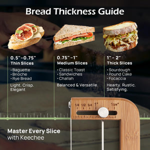 Adjustable Bread Slicer for Homemade Bread – Sourdough Bread Knife with Thickness Guide & Serrated Stainless Blade, Manual Bow Cutter for Bagels and Baguettes, Gift for Baker, Ambidextrous Use