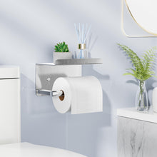 Load image into Gallery viewer, Self-Adhesive Toilet Paper Roll Holder - Wall Mount Or Adhesive Toilet Paper Holder with Shelf,Toilet Roll Holder, Tissue Holder for Bathroom,Wall Toilet Paper Holder, Stainless Steel,Chrome