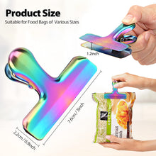 Load image into Gallery viewer, Pack of 8 Bag Clips, Stainless Steel and Heavy Duty Metal Bag Clip,Tightly Seals Chip, Coffee, Bread or Cereal Bags to Keep Food Fresh, for Home, Kitchen, Office, Pantry, Camping (Rainbow)