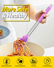 Load image into Gallery viewer, Pack of 2 Silicone Pasta Fork, Kitchen Heat Resistant Noodle Spoon Server, BPA Free Spaghetti Strainer, Best Cooking Tools (GRAY-BLUE)
