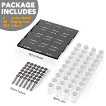 Load image into Gallery viewer, SpaceAid Spice Drawer Organizer with 28 Spice Jars, 386 Spice Labels, 4 Tier Seasoning Rack Tray Insert for Kitchen Drawers, 13&quot; Wide x 17.5&quot; Deep