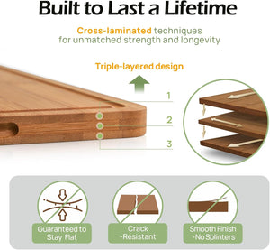 Bamboo Cutting Board with Non-Slip Silicone Feet
