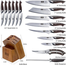 Load image into Gallery viewer, 16-Piece Knife Set, Japanese High Carbon Stainless Steel Kitchen Knife Set, Ultra Sharp Chef Knife Block Set with Sharpener