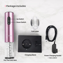 Load image into Gallery viewer, Secura Electric Wine Opener, Automatic Bottle Corkscrew Opener with Foil Cutter, Rechargeable (Champagne Gold)