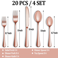Load image into Gallery viewer, 20 Piece Silverware Set Service for 4,Premium Stainless Steel Flatware Set,Mirror Polished Cutlery Utensil Set,Durable Home Kitchen Eating Tableware Set,Include Fork Knife Spoon Set,Dishwasher Safe