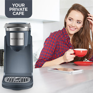 Mixpresso 2 in 1 Coffee Brewer, Single Serve & Personal Coffee Maker, Compact Size Mini, Quick Brew Technology, 14oz Red