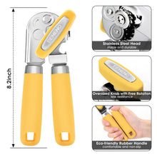 Load image into Gallery viewer, Beneno Can Opener Manual with Magnet, Hand Held Heavy Duty Can Opener with Durable Sharp Blade Smooth Edge, Big Effort-Saving Knob, Soft Grip Rubber Handle, Multifunctional Bottle Opener, Green