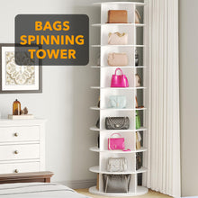 Load image into Gallery viewer, SpaceAid 7 Tier Rotating Shoe Rack Tower, Spinning Shoe Display Lazy Susan, Revolving 360 Shoe Rack Storage Round Carousel, Vertical Handbag Rotate Shoes Closet Organization (7-Tier White)