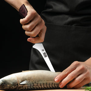 Fillet Knife 7 Inch, Professional High Carbon Stainless Steel Boning Knife for Meat, Ultra Sharp Japanese Fish Fillet Knives with Ergonomic Wood Handle