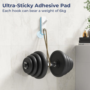 Self-Adhesive Wall Hooks - 4 Pack, Black Metal Coat & Towel Hooks for Hanging: Hold 13 LB, Ideal for Bathrooms, Shower, Kitchen & Doors
