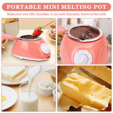 Load image into Gallery viewer, 8.45oz Melting Fondue Set,MINI Electric Chocolate Melting Pot,Chocolate Fondue Fountain,Warmer Machine for Milk Chocolate,Cheese,Butter,Candy (Pink)