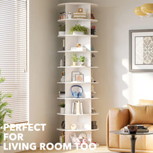 Load image into Gallery viewer, SpaceAid 7 Tier Rotating Shoe Rack Tower, Spinning Shoe Display Lazy Susan, Revolving 360 Shoe Rack Storage Round Carousel, Vertical Handbag Rotate Shoes Closet Organization (7-Tier White)