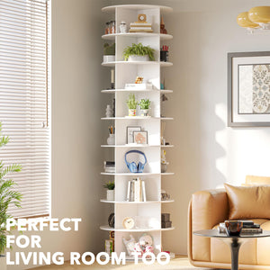SpaceAid 7 Tier Rotating Shoe Rack Tower, Spinning Shoe Display Lazy Susan, Revolving 360 Shoe Rack Storage Round Carousel, Vertical Handbag Rotate Shoes Closet Organization (7-Tier White)