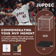 Load image into Gallery viewer, JupDec Baseball Display Case, Clear Cube Baseball Holder with Wooden Base, Autograph Baseball Stand Box for Single Ball, Acacia Wood, Black, 1 Pack