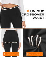 Load image into Gallery viewer, TNNZEET Black Flare Leggings for Women, Crossover Yoga Pants with Pockets Bootcut Flared Leggings