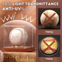 Load image into Gallery viewer, JupDec Baseball Display Case - Clear Cube Baseball Holder with Wooden Base, Autograph Stand Box for Single Ball, Acacia Wood, Brown, 1 Pack