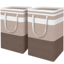 Load image into Gallery viewer, HomeHacks 2 Pack Large Laundry Baskets, Waterproof, Freestanding Laundry Hampers, Collapsible Clothes Hamper with Reinforced Handles in Laundry Room, College Dorm, Bathroom, Bedroom (Grey, 75Lx2)