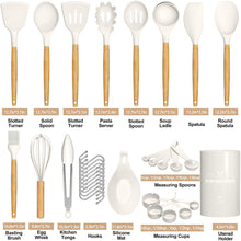 Load image into Gallery viewer, Umite Chef Kitchen Cooking Utensils Set, 33 pcs Non-Stick Silicone Cooking Kitchen Utensils Spatula Set with Holder, Wooden Handle Silicone Kitchen Gadgets Utensil Set (Khaki)
