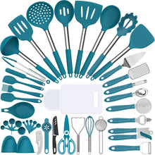 Load image into Gallery viewer, Silicone Cooking Utensil Set, Umite Chef 43 PCS Heat Resistant Kitchen Utensil Gadgets Set-Stainless Steel Handle- Kitchen Spatula Tools for Nonstick Cookware, Pots and Pans Accessories (Khaki)