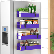 Load image into Gallery viewer, Metal 4 Pack Magnetic Spice Storage Rack Organizer for Refrigerator and Oven, Black Fridge Organizers and Storage