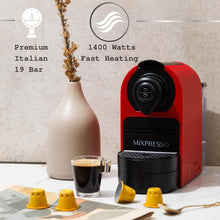 Load image into Gallery viewer, Mixpresso Black Espresso Coffee Machine – Compact 1400W Single Serve Coffee Maker Compatible with Nespresso OriginalLine Capsules, One-Touch Operation, 19-Bar Italian Pump, 27oz Water Tank