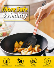 Load image into Gallery viewer, Pack of 2 Silicone Solid Turner, Non Stick Slotted Kitchen Spatulas, High Heat Resistant BPA Free Cooking Utensils, Ideal Cookware for Fish, Eggs, Pancakes(Black)