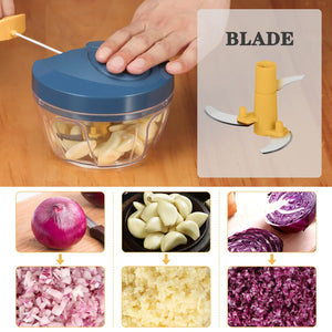 Manual Food Chopper Vegetable Cutter, Hand String Vegetable Chopper Onions Cutter for Vegetable Fruits Nuts BPA Free Food Safe Material, 550ml Gray