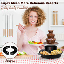 Load image into Gallery viewer, 16oz Chocolate Fondue Fountain, 3-Tier MINI Chocolate Fountain with 6PCS Fondue Fork and Removal Fruits/Nuts/Treats Serving Tray for BBQ Sauce,Ranch,Nacho Cheese,Liqueurs