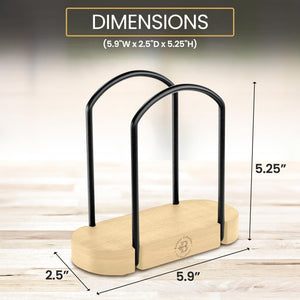 Napkin Holder for Table - Modern Black Napkin Dispenser, Bamboo and Iron Design, Non-Slip, Suitable for Kitchen, Dining, Farmhouse, Cocktail, Picnic, Bar, Outdoor Use - Holds Paper Napkins, Mail, Bill